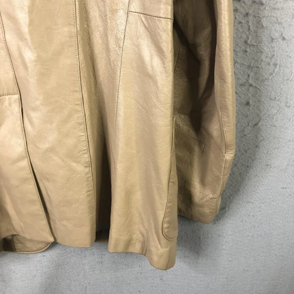 Continental Blazer Mens 44 Beige Leather Western Sport Coat Two Button USA